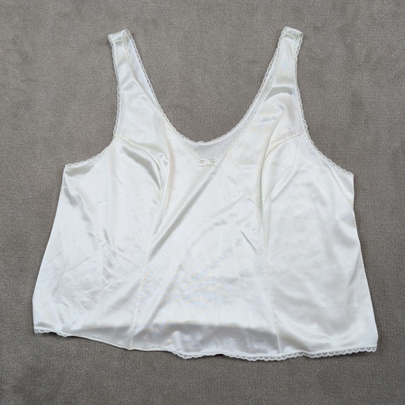 Vassarette Vintage Y2K Camisole Tank Top 2XL White Lace Trim Coquette Cami Bow — photo 2